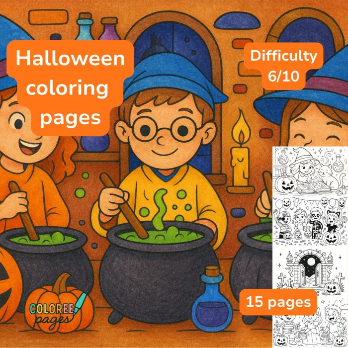 halloween coloring pages book download digital pdf