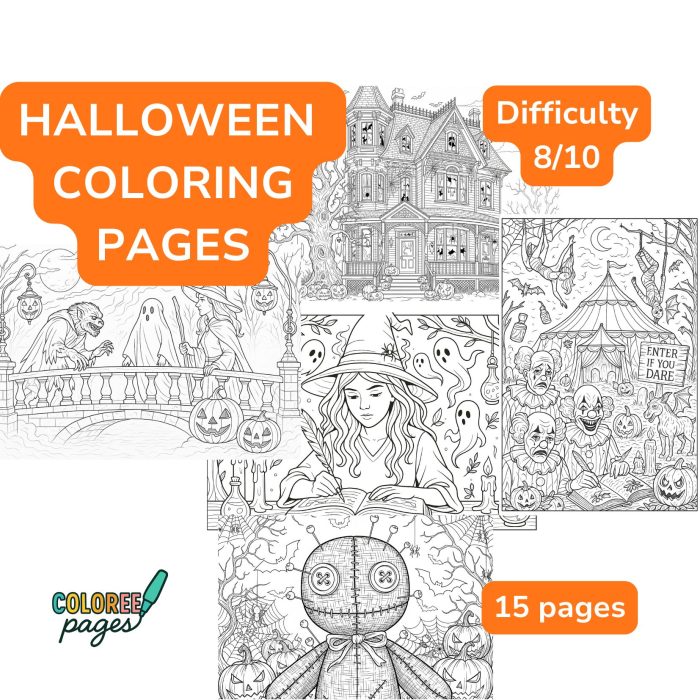 Halloween adult coloring pages book sheet
